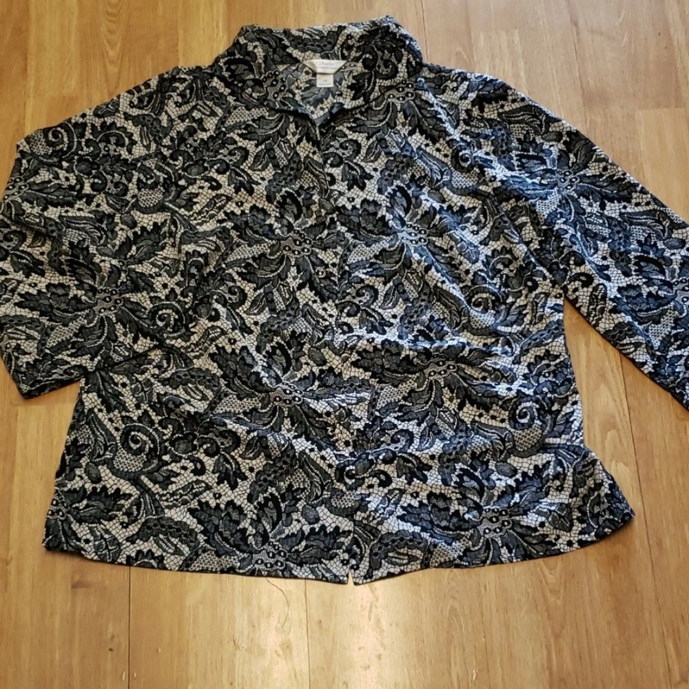 Lace print plus size dressy blouse CJ Banks 1x